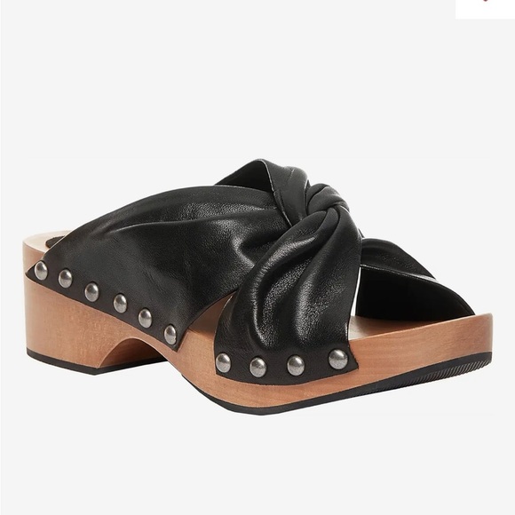 Kelsi Dagger Brooklyn Sprinter black clog slide sandal leather up stud open toe - Picture 1 of 16